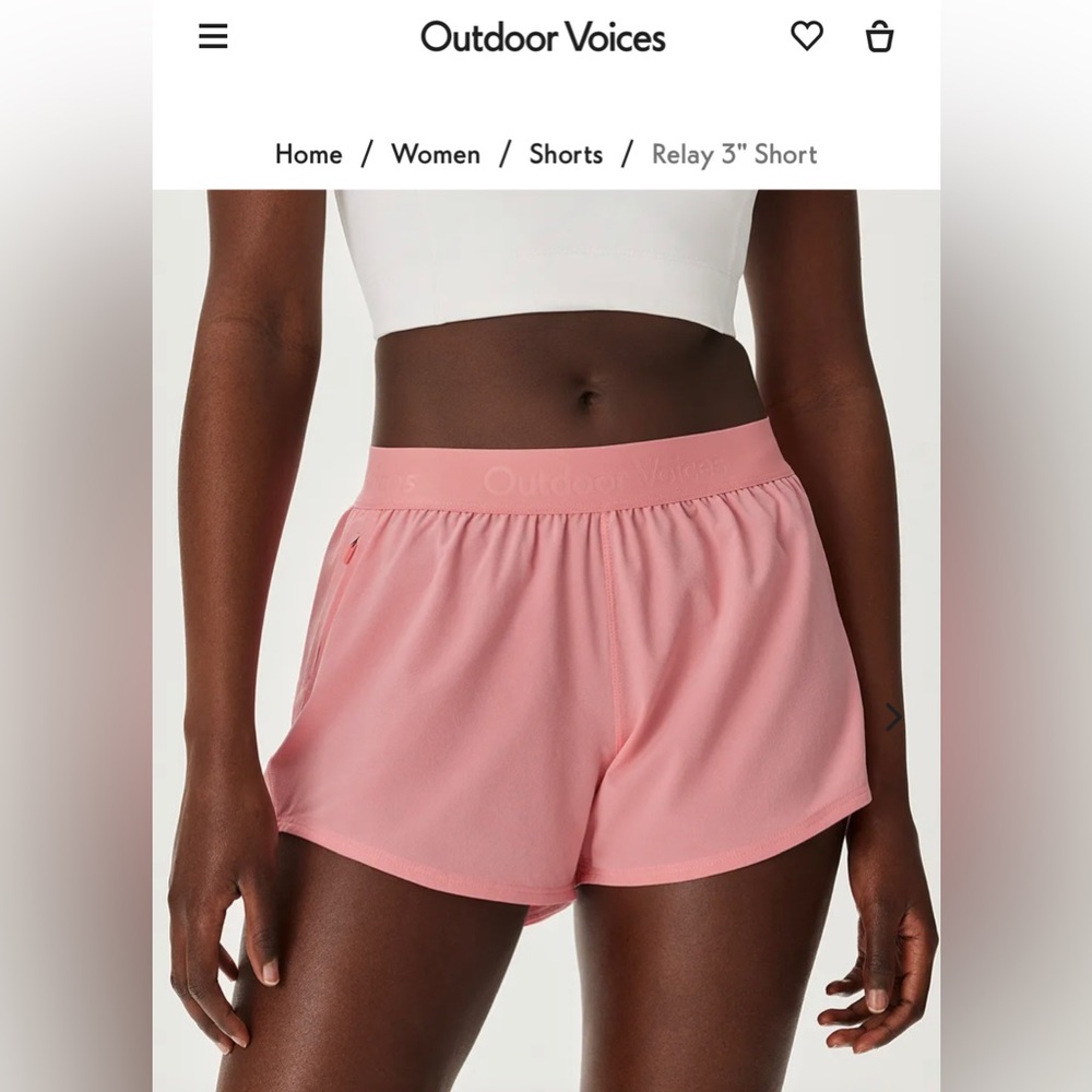 Outdoor Voices relay shorts, geranium, pink / salmon, sz XS, sold out